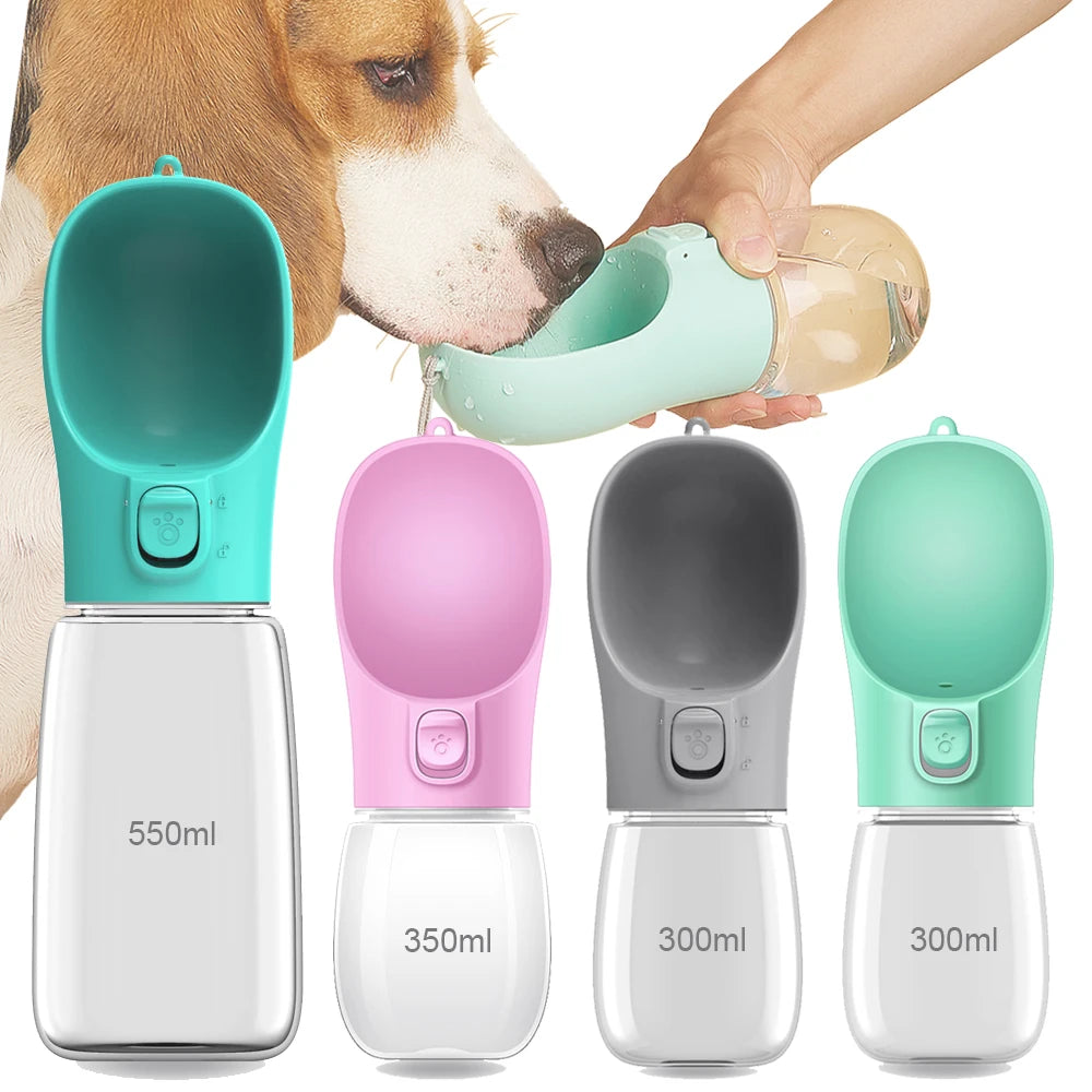 portable leakproof dog water bottle with attached drinking bowl
