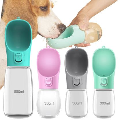 portable leakproof dog water bottle with attached drinking bowl